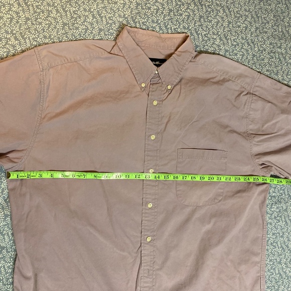 Eddie Bauer Mens 100% Cotton Short Sleeve Button Up Lavender Shirt XL Tall - Picture 7 of 8